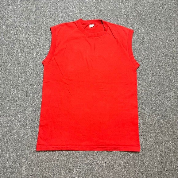 jcpenney Other - Vintage JC Penney Muscle Tee Size L Red Sleeveless‎ Cotton T-Shirt 80s 90s Blank